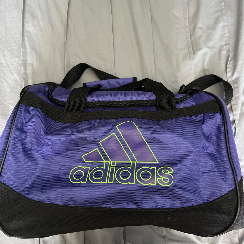 adidas Purple Duffel with Neon Green Logo